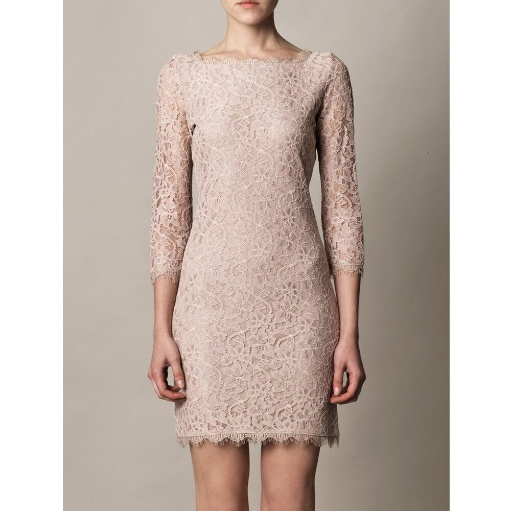 NWT Diane Von Furstenberg DVF Zarita Nude Lace Dress | Wedding Guest Cocktail